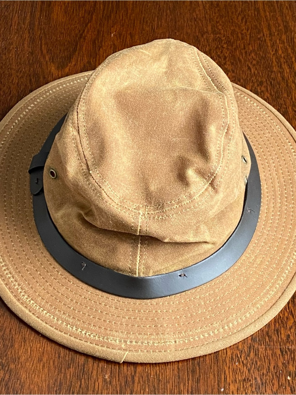 Filson Tin Cloth Insulated Packer Hat Dark Tan Khaki Waxed Cotton Medium USA